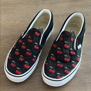 Vans Cherry Black Slip-On Sneakers